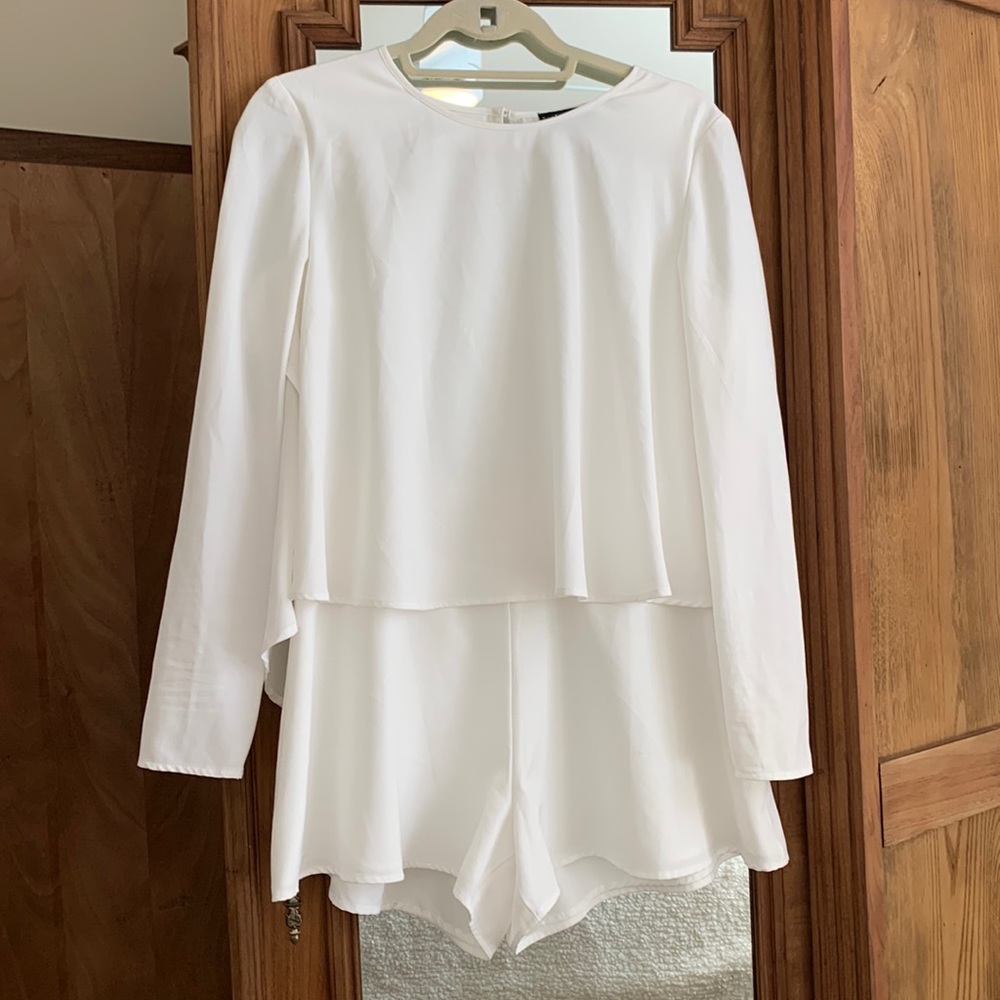 Long sleeve romper with open back